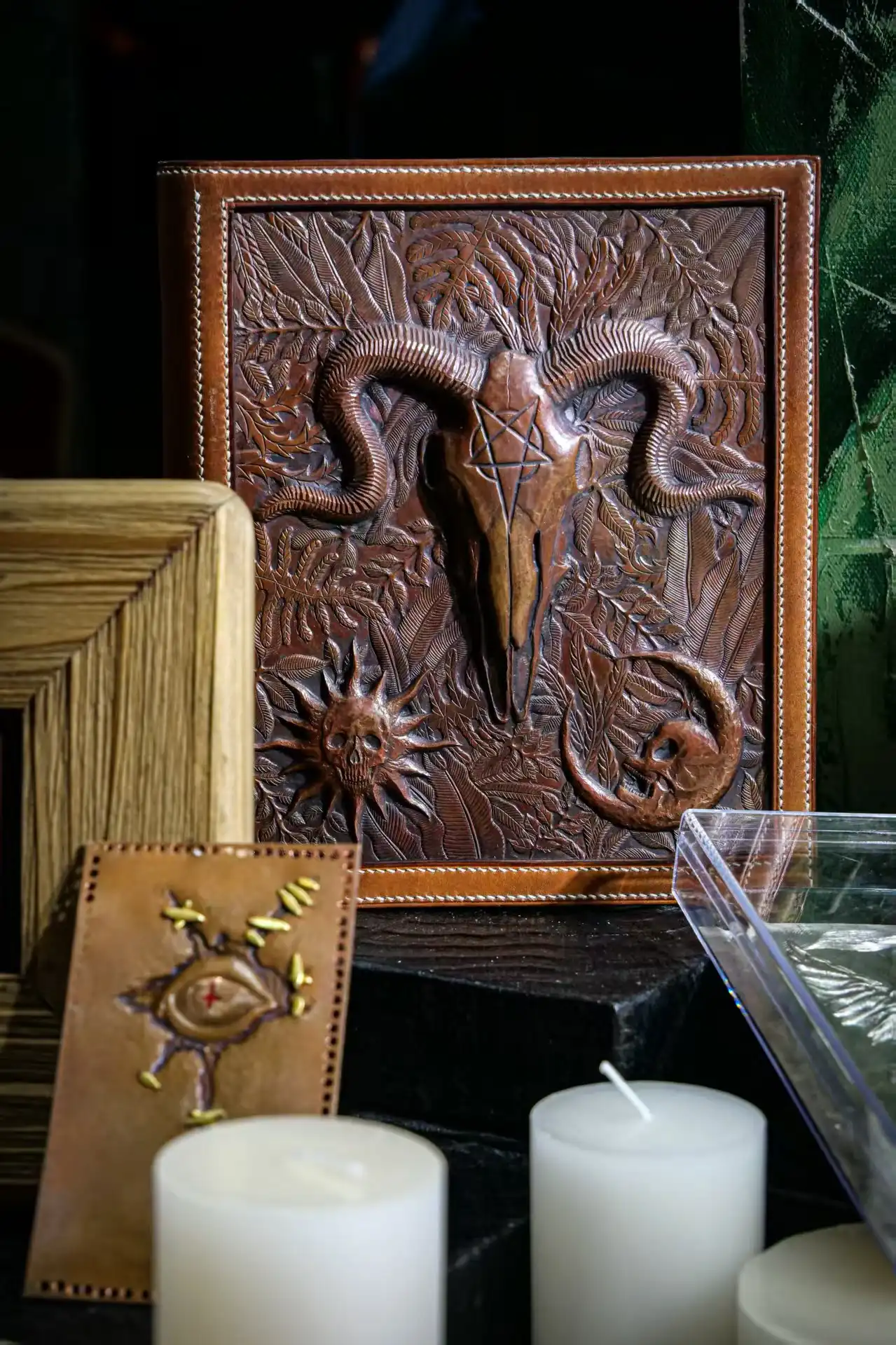 Leather Ram Skull Panel Display 1